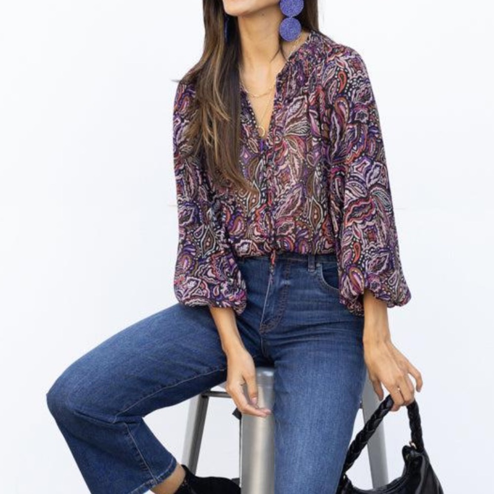 NWT Evereve X Sanctuary Breezy Smock Neck Blouse Size S